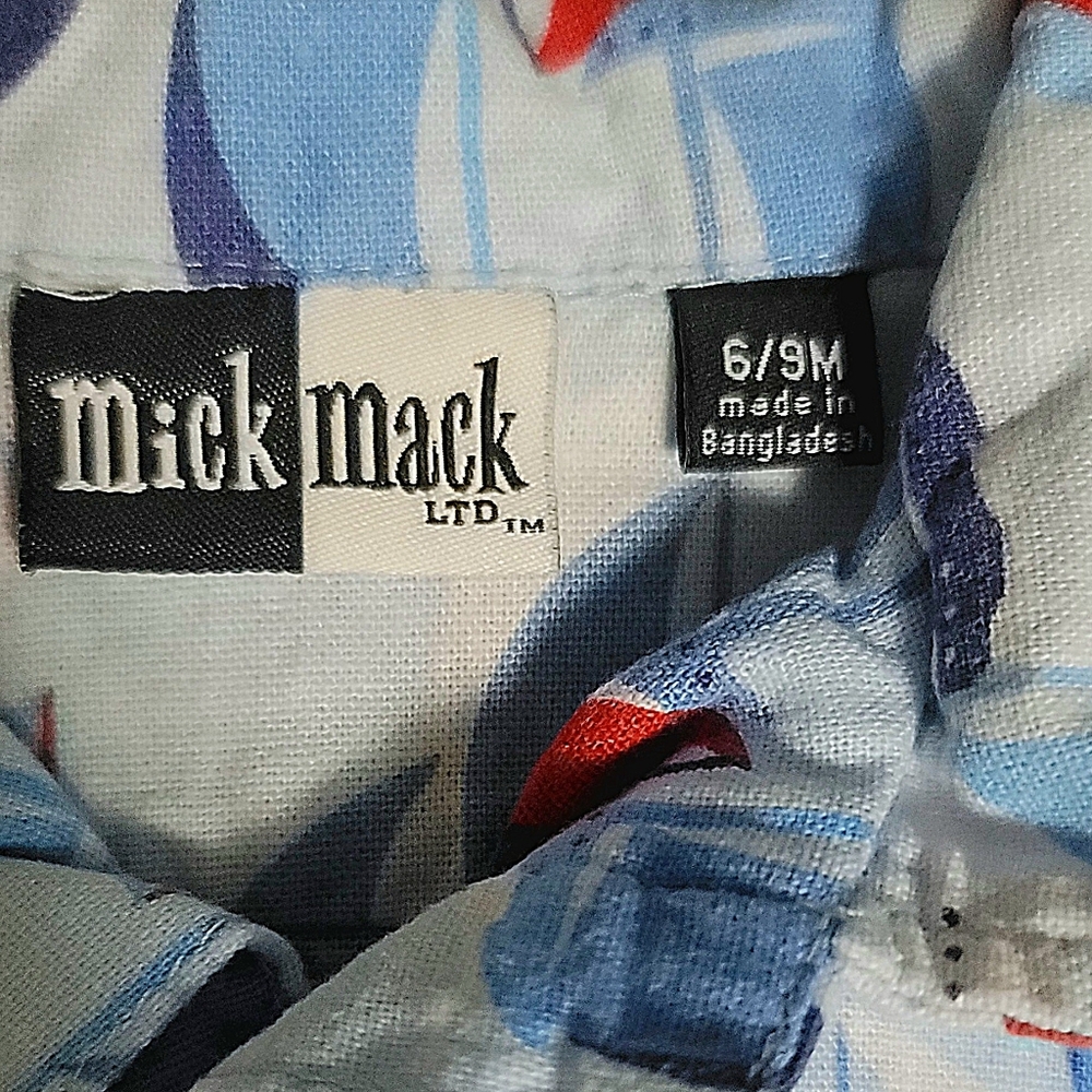 Mick Mack Baby Boy Sailboat Linen Romper size 6/9 months - Picture 6 of 8